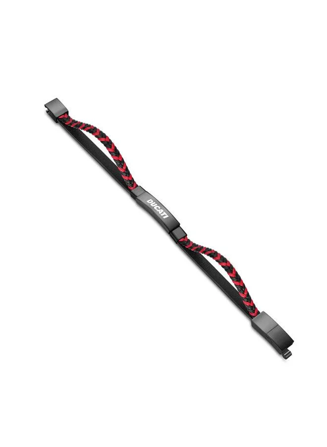Ducati 180 Voyage Silver Black Red Double Layered Leather Bracelet for Men 180mm for Men | Best Price UAE
