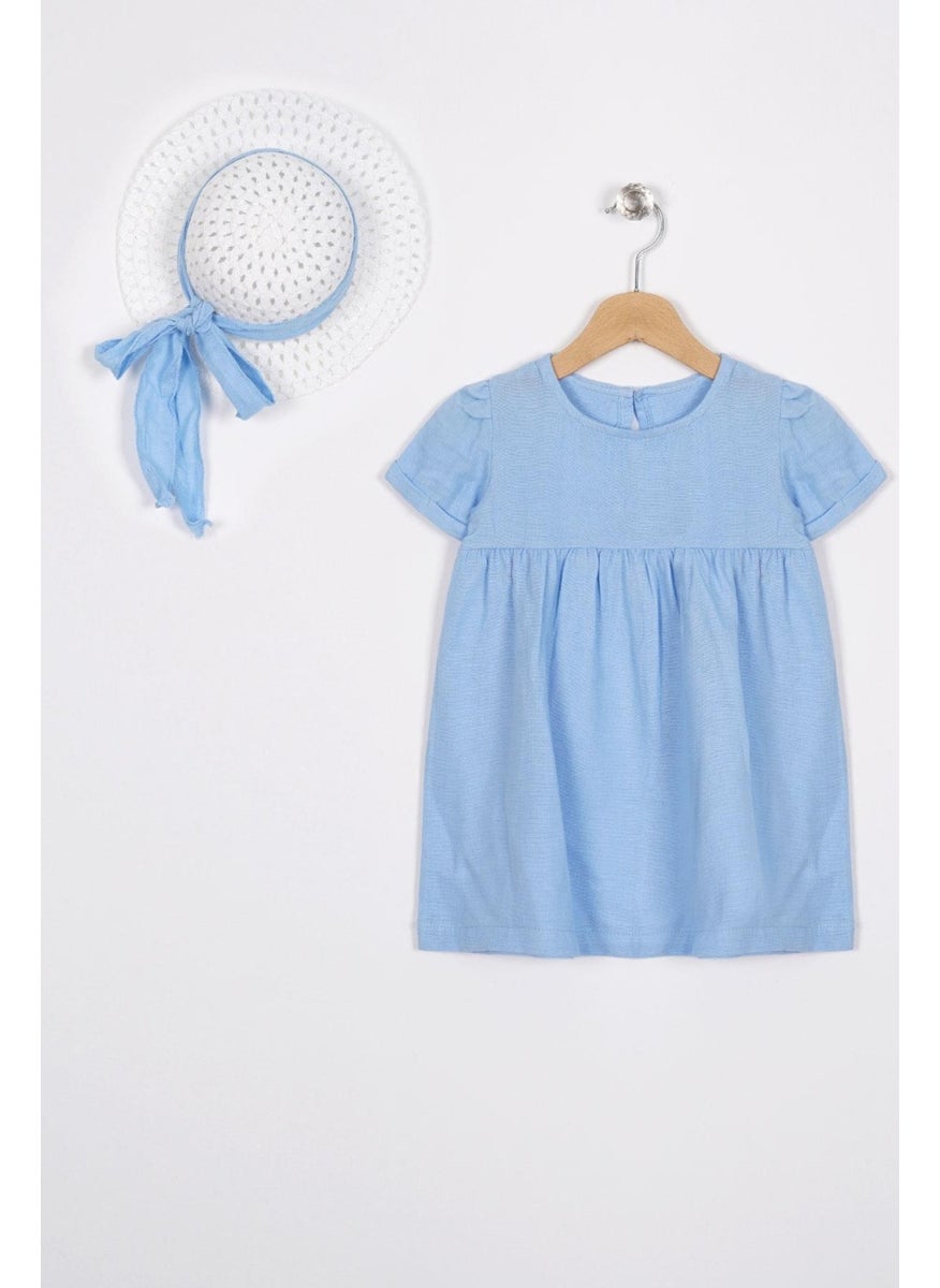 Crew Neck Short Sleeve Hat Accessory Blue Color Girl Dress - pzsku/Z7B8534AA9F58ABE49B4DZ/45/_/1741212727/5d5ddc42-6dcf-419d-aacb-9d6951f51fbc