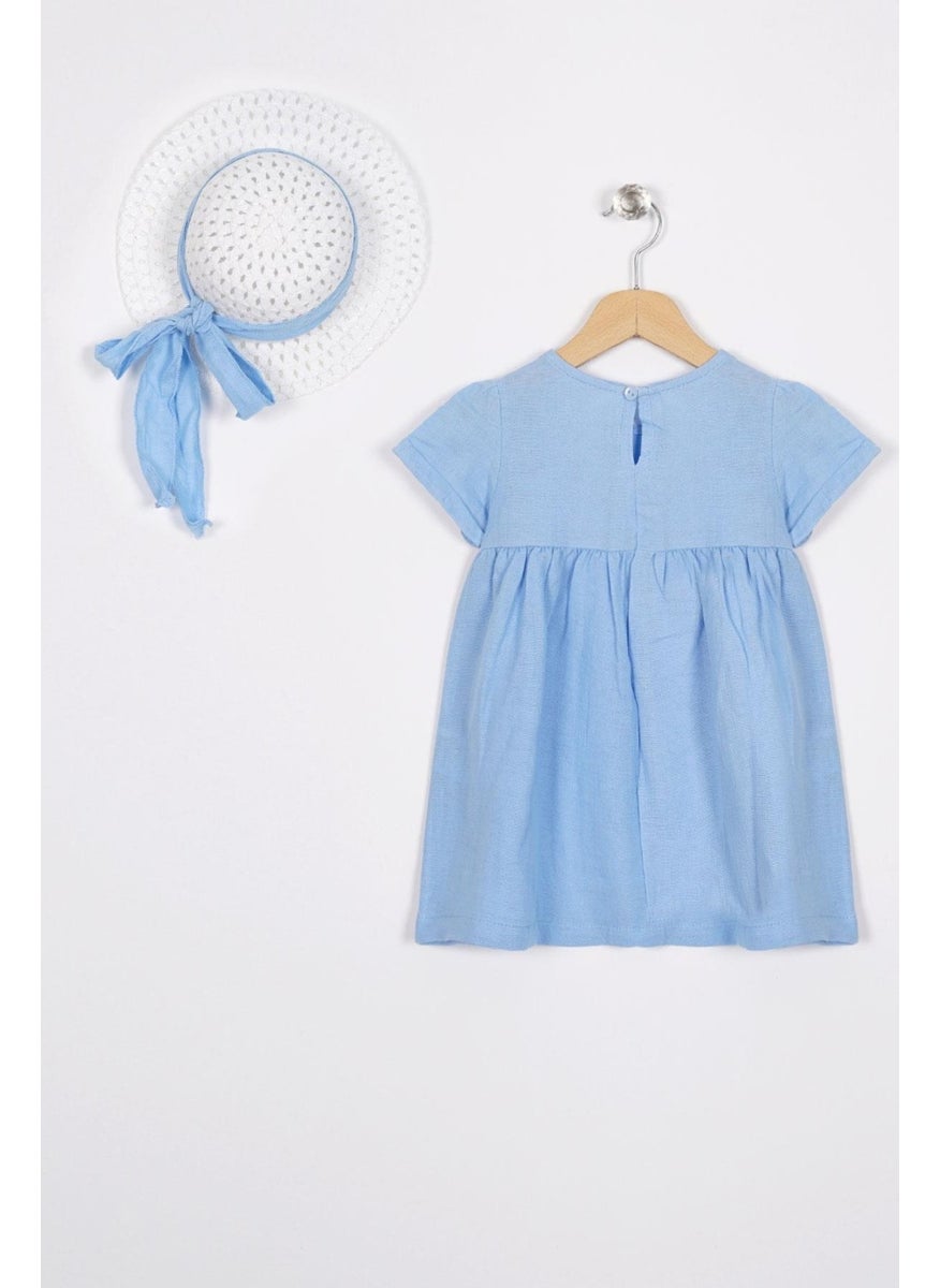 Crew Neck Short Sleeve Hat Accessory Blue Color Girl Dress - pzsku/Z7B8534AA9F58ABE49B4DZ/45/_/1741212729/ab2c05aa-78d2-4c4f-841f-df893d05e925