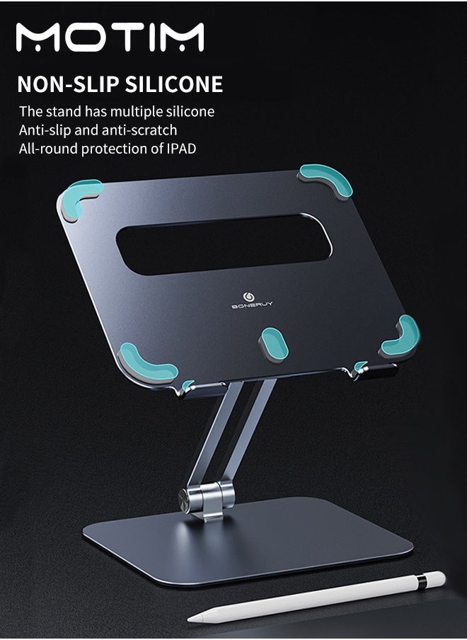 Motim Metal iPad Stand, Foldable Tablet Stand Holder For Desk, Adjustable Foldable Tablet Mount for All Tablets iPad Pro iPad Air iPad Mini Galaxy Tab S8 Ultra, iPhone 16/15/14/13 Series, Samsung and More  - Image 3