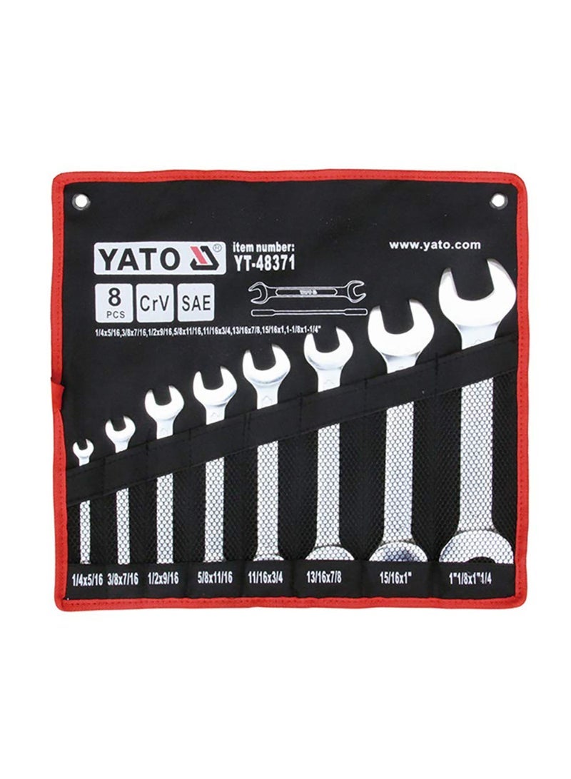 YATO Double Open End Spanner 8pcs/set S.A.E. 1/4"x5/16"-1-1/8"x1-1/4" YT-48371