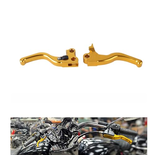 FVMOTO 3 Finger 59 CNC Shorty Hand Control Lever Kit Brake Clutch Levers Fit for Harley Sportster 19962003 Dyna 19962017 Softail 19962014 Touring 19962007Gold - Image 1