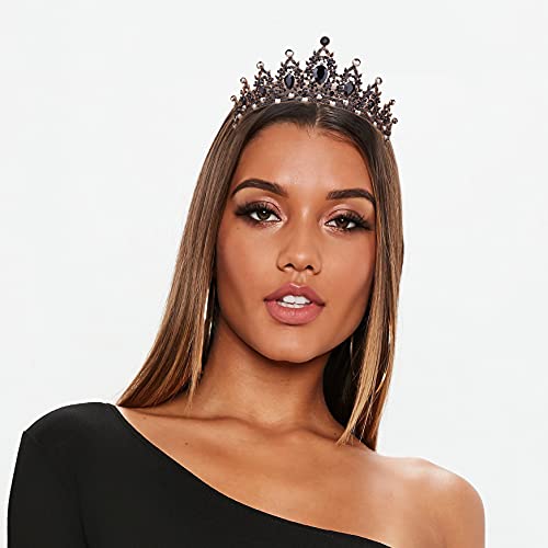 Vofler Black Swan Costume Crown, Vampire Evil Queen Black Tiara - Vofler Halloween Gothic Witch Women Headpiece Hair Accessories for Bride Princess Girl Birthday Cosplay Party Prom Quinceanera Homecoming - Image 2