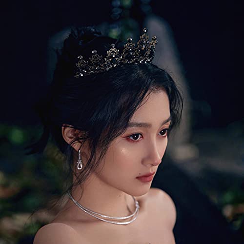 Vofler Black Swan Costume Crown, Vampire Evil Queen Black Tiara - Vofler Halloween Gothic Witch Women Headpiece Hair Accessories for Bride Princess Girl Birthday Cosplay Party Prom Quinceanera Homecoming - Image 4