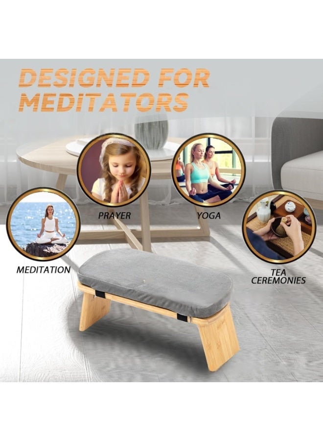 WALALLA Foldable Bamboo Folding Meditation Bench ,Modern Ergonomic Stool with Velvet Cushion & Carry Bag Portable Kneeling Stool Comfortable Prayer Bench for Mindfulness, Zen Practice - Image 5