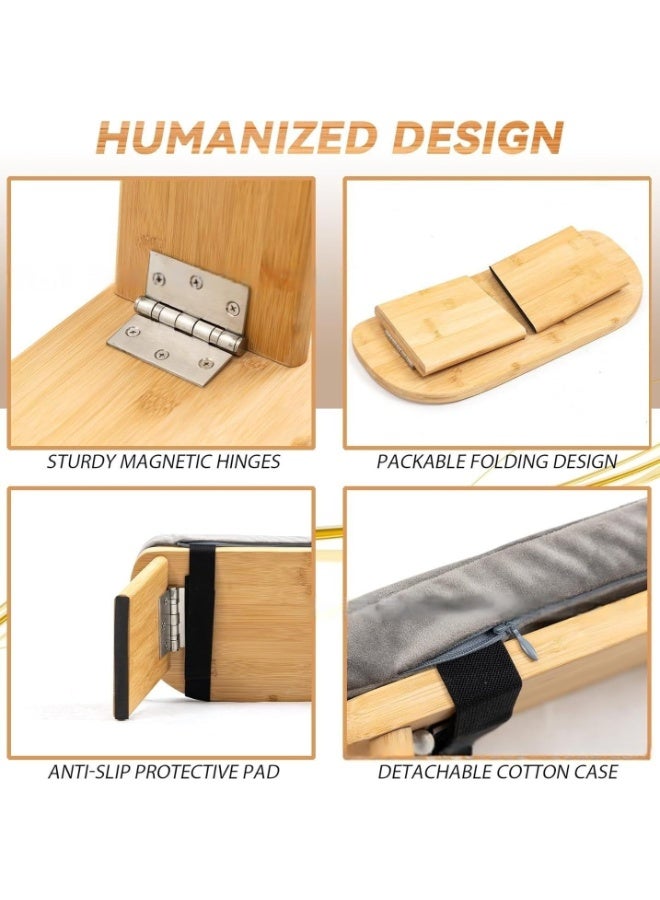 WALALLA Foldable Bamboo Folding Meditation Bench ,Modern Ergonomic Stool with Velvet Cushion & Carry Bag Portable Kneeling Stool Comfortable Prayer Bench for Mindfulness, Zen Practice - Image 4