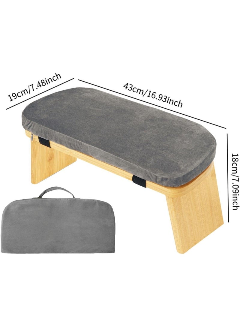 WALALLA Foldable Bamboo Folding Meditation Bench ,Modern Ergonomic Stool with Velvet Cushion & Carry Bag Portable Kneeling Stool Comfortable Prayer Bench for Mindfulness, Zen Practice - Image 3