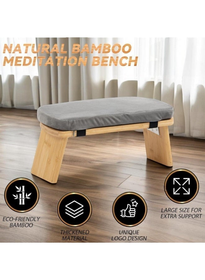 WALALLA Foldable Bamboo Prayer & Meditation Bench with 3 cm Velvet Cushion and Carry Bag, Ergonomic Seiza Kneeling Stool for Prayer, Yoga and Mindfulness - Image 5