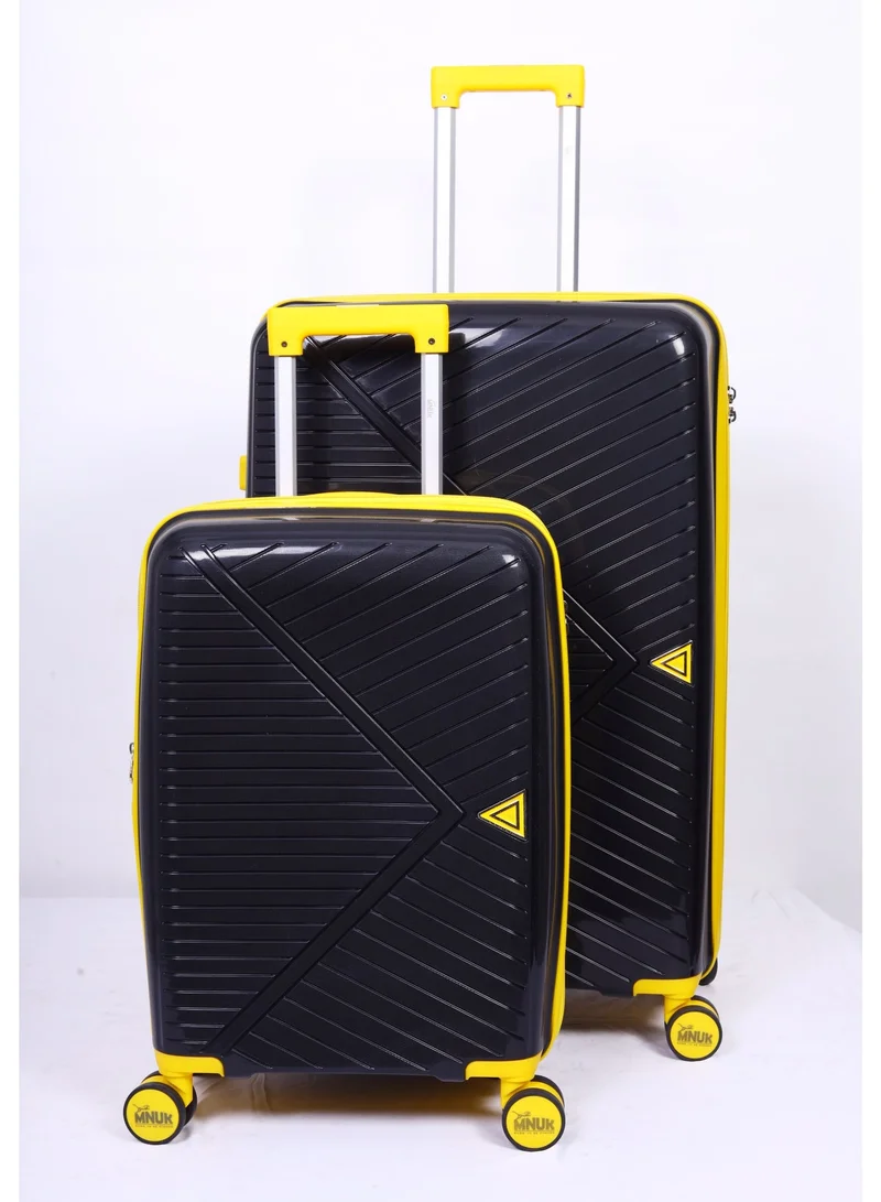 MNUK VIATOR PREMIE Set of 2 Luggage| Polypropylene (PP) Hardside Luggage Trolley| Double 360° 4 Wheeler, Expandable & Anti-theft Zipper| Cabin-20 Inch, Large-28 Inch| BLACK
