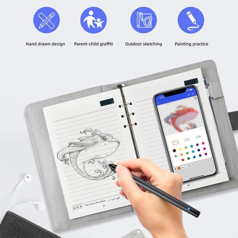 Smart Notebook with OCR, Reusable Digital Notebook and Pen, Bluetooth 5.0 Smartpen Writing Set, Real Time Sync to Phone, Convert Handwriting to Text (Brown) - Image 2