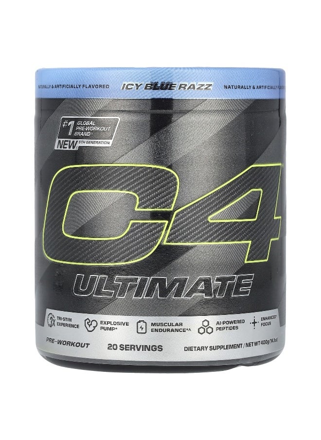 C4  Cellucor C4 / Cellucor, C4 Ultimate, Pre-Workout, Icy Blue Razz, 14.1 oz (400 g)  - Image 1