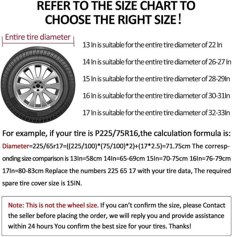 AmFor 26-27 inch Spare Tire Cover, Universal Fit for Jeep, Trailer, RV, SUV, Truck, Tough Tire Wheel Soft Cover Diameter 26" - 27", Camper Wheel, Weatherproof Tire Protectors (Black) - Image 4