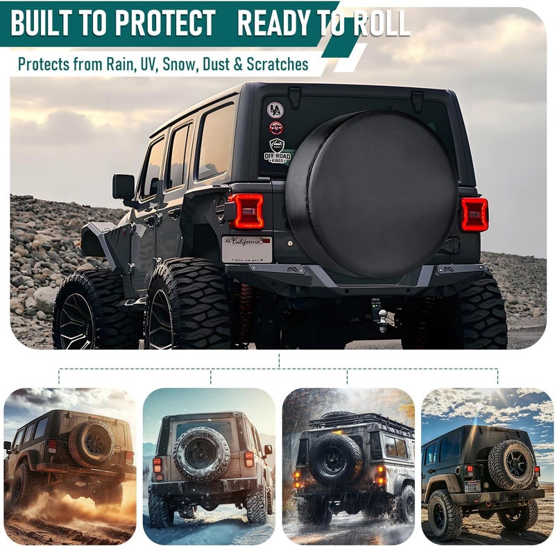 AmFor 26-27 inch Spare Tire Cover, Universal Fit for Jeep, Trailer, RV, SUV, Truck, Tough Tire Wheel Soft Cover Diameter 26" - 27", Camper Wheel, Weatherproof Tire Protectors (Black) - Image 2