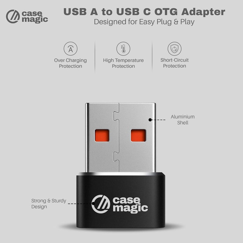 case-magic USB 3.0 Type C Female to USB Male OTG Adapter | 5Gbps Data Transfer | Aluminum Alloy | Fast Charging Converter for Smartphone, Laptop, Tablet, Charger | Compact & Durable - Image 2
