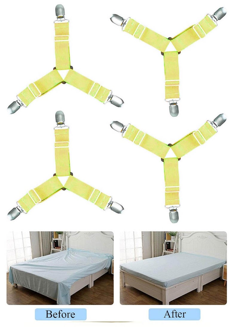co arma Set of 4 clip holders, 3-way adjustable, elastic fasteners and suspenders for fitted sheets  - Image 1