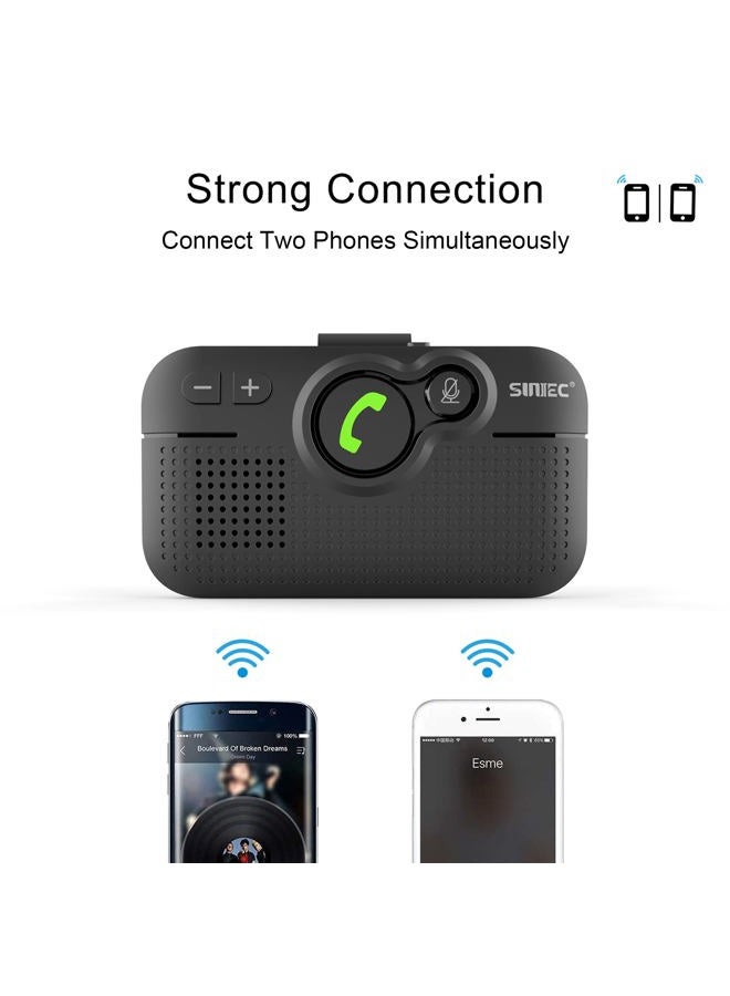 SUNITEC Bluetooth Car Speaker for Cell Phone, Handsfree Bluetooth Car Kit Motion AUTO ON Off Support Siri Voice Assistant Handsfree Speakerphone with Visor Clip - BC980P  - Image 4