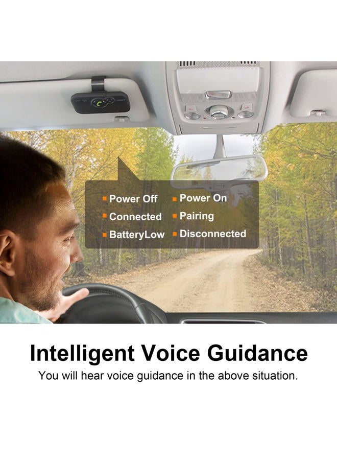 SUNITEC Bluetooth Car Speaker for Cell Phone, Handsfree Bluetooth Car Kit Motion AUTO ON Off Support Siri Voice Assistant Handsfree Speakerphone with Visor Clip - BC980P  - Image 2
