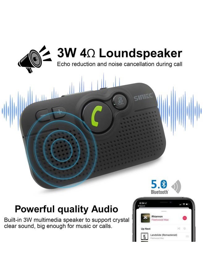 SUNITEC Bluetooth Car Speaker for Cell Phone, Handsfree Bluetooth Car Kit Motion AUTO ON Off Support Siri Voice Assistant Handsfree Speakerphone with Visor Clip - BC980P  - Image 3