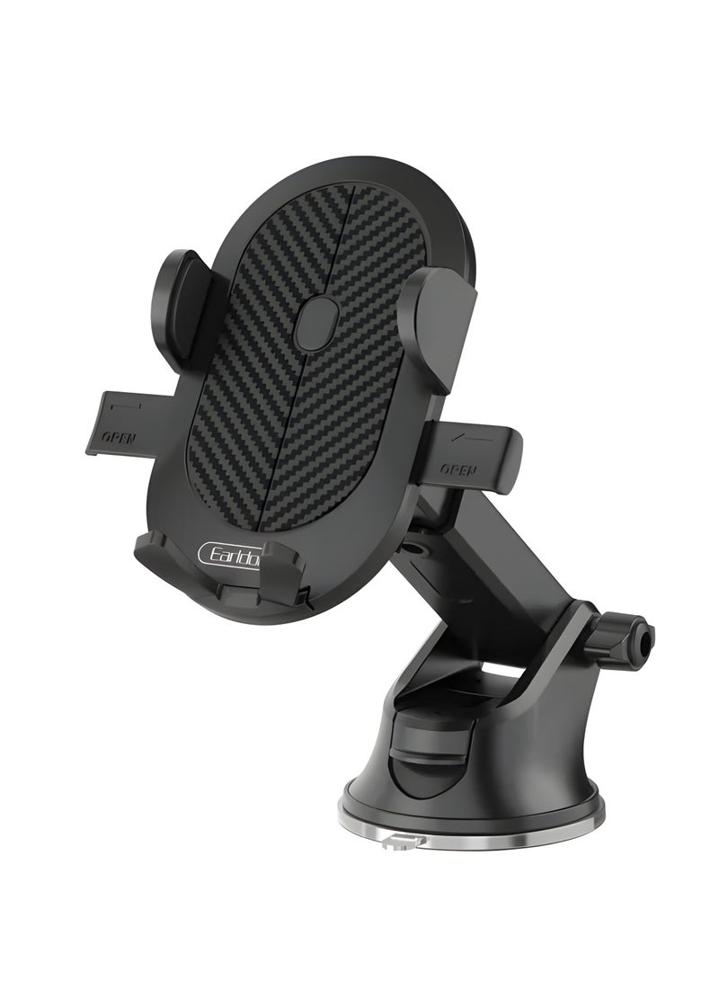 Earldom EH144 Car Phone Holder with 360° Rotation and Strong Attachment - Suitable for All Cars - Black - Image 1