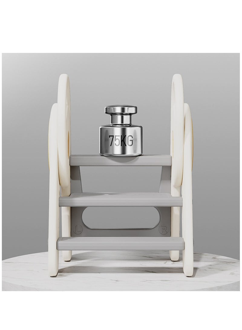 Arabest كرسي أطفال قابل للطي لحوض الحمام، كرسي قابل للتعديل بثلاث درجات لتدريب الأطفال على استخدام المرحاض مع مقابض، كرسي مساعد لطاولة المطبخ للأطفال، سلم بلاستيكي للأطفال الصغار - Image 5