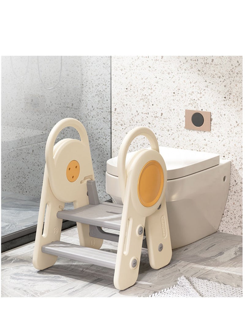 Arabest كرسي أطفال قابل للطي لحوض الحمام، كرسي قابل للتعديل بثلاث درجات لتدريب الأطفال على استخدام المرحاض مع مقابض، كرسي مساعد لطاولة المطبخ للأطفال، سلم بلاستيكي للأطفال الصغار - Image 3