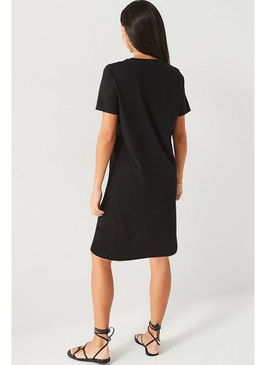 Plain, Unprinted Black Crew Neck Short Sleeve Above Knee Mid Length Combed Cotton Dress - pzsku/Z7B85A95C16218A8990A7Z/45/_/1725791377/76fc42dc-7830-4202-9798-199cc4b8d793