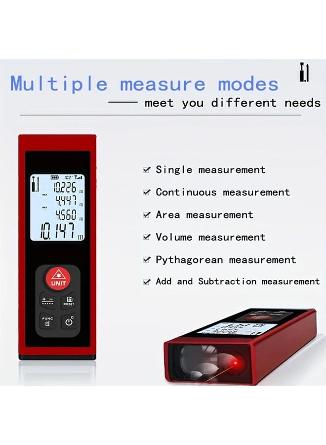 Red Mini Laser Rangefinder 328ft with Angle Function Dual Mode Distance Measurement - Image 3