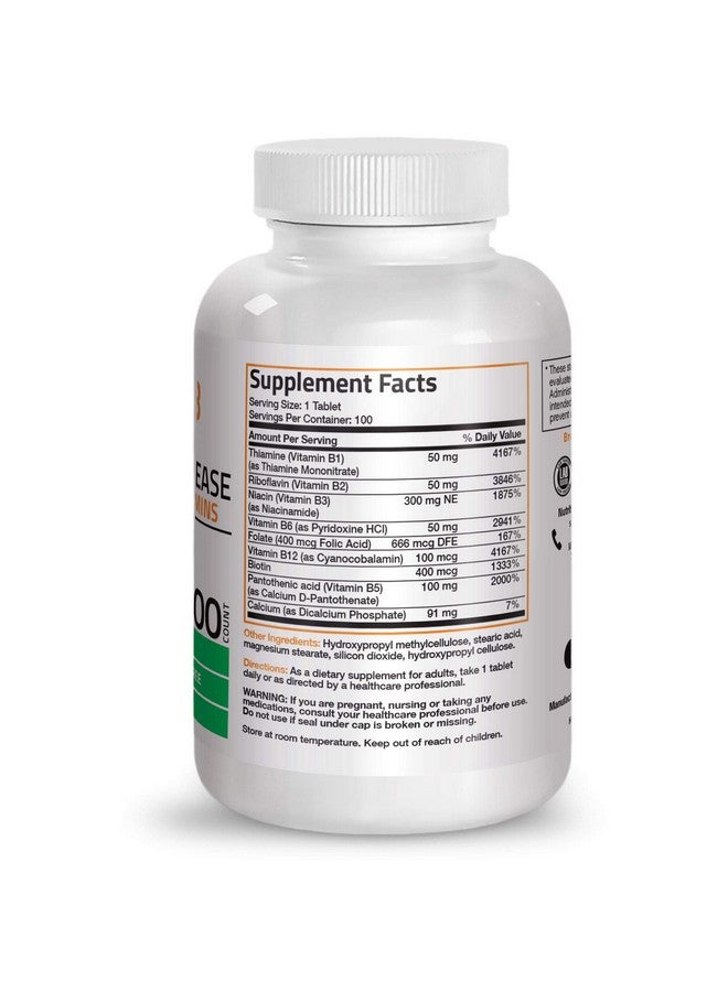 Bronson Super B Vitamin B Complex Sustained Slow Release (Vitamin B1 B2 B3 B6 B9 Folic Acid B12) Contains All B Vitamins 100 Tablets - Image 3