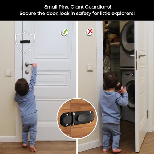 LAPO 2 Piece Door Latches, Chitkani, Latch Lock for Bathroom, Baby Latch Stopper for Bedroom, Balcony, Storeroom (Material- Zinc, Black Finish, 3 Years Warrany)-YOT - Image 2