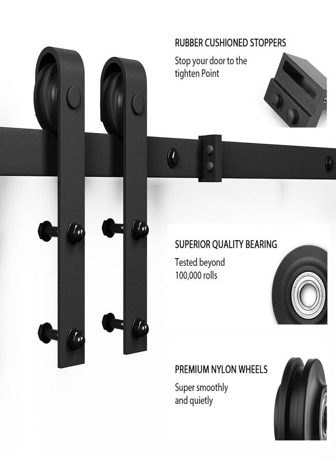 SMARTSTANDARD 6.8FT Barn Door Hardware Kit, Sliding Barn Door Track -Smoothly and Quietly -Easy to Install -Includes Step-by-Step Installation Instruction Fit 40" Wide Door Panel (J Shape Hanger) - Image 5