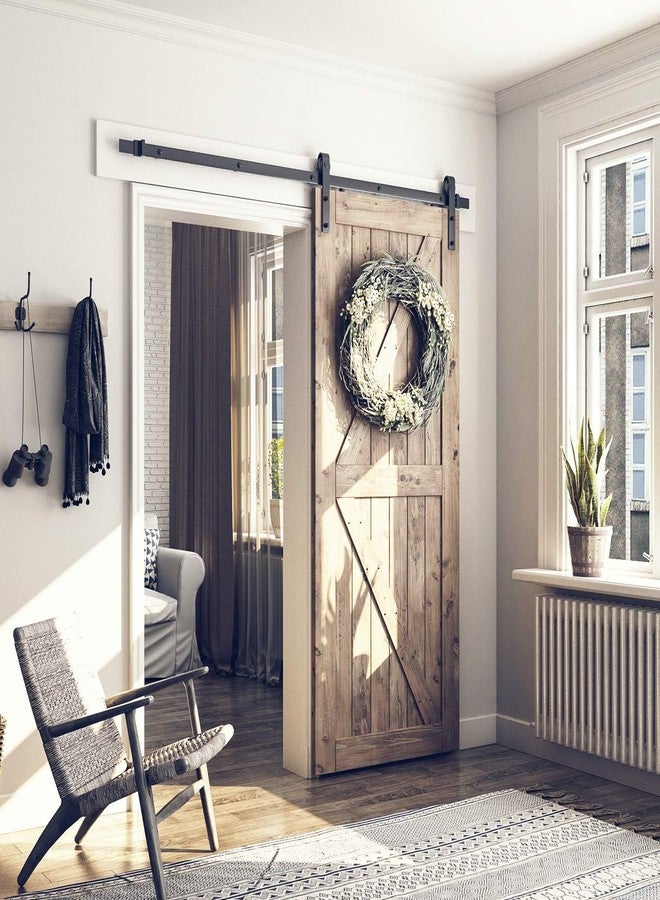 SMARTSTANDARD 6.8FT Barn Door Hardware Kit, Sliding Barn Door Track -Smoothly and Quietly -Easy to Install -Includes Step-by-Step Installation Instruction Fit 40" Wide Door Panel (J Shape Hanger) - Image 2