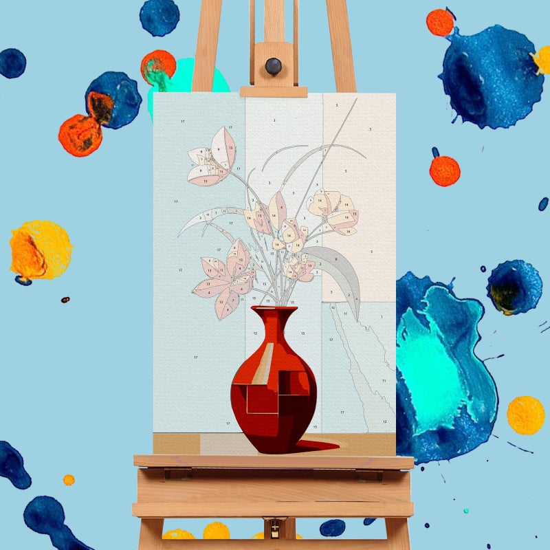 Offito 4 Pack Framed Paint by Numbers Kit for Adults Beginners with Wooden Easel, Flowers Easy Paint by Number Kit with Frame, Watercolor Adult Paint by Number Framed Canvas (8 * 12 Inch) - Image 5
