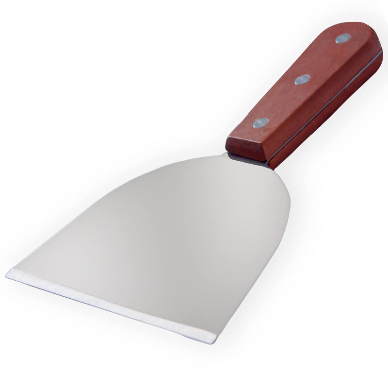 overstockedkitchen مِجْرَفَة شَوي مَصنوعة من الفولاذ المقاوم للصدأ بزاوية مع ملعقة وكاشطة مسطحة ذات شفرة مستقيمة L