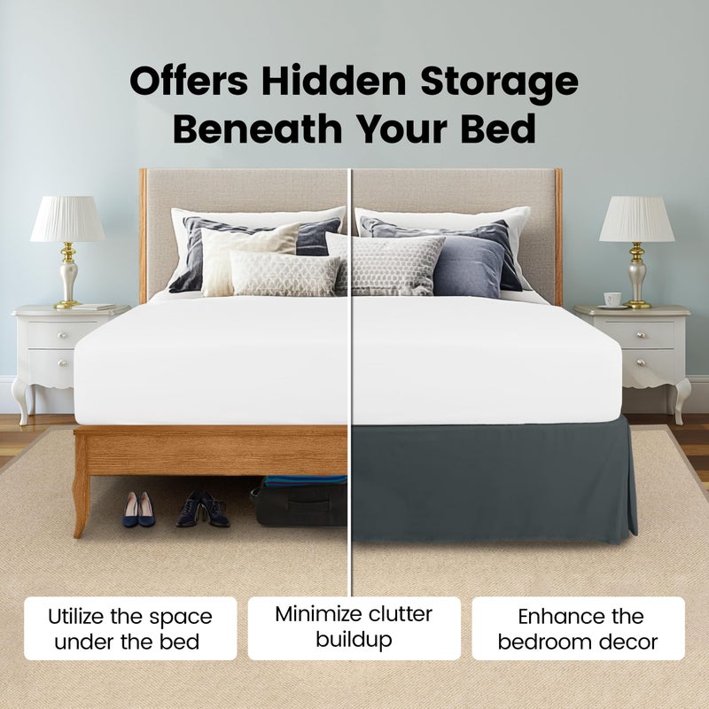 Utopia Bedding Queen Bed Skirt - Soft Quadruple Pleated Ruffle - Easy Fit with 16 Inch Tailored Drop - Hotel Quality, Shrinkage and Fade Resistant (Queen, Grey) - Image 3