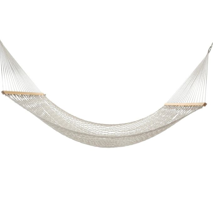 UGAOO Mayan Cotton Rope 2 Person Hammock Cotton Home Swing for Adults Kids for Balcony Indoor Outdoor Handmade Swing Bed with Hardwood Wooden 200 x 100 CM Ivory