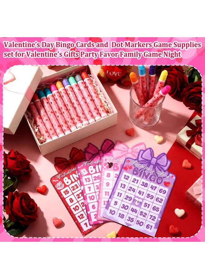 Eersida 192 Pack Bingo Game Cards and 0.4 oz Dot Daubers Set Includes 144 Bingo Cards and 48 Dot Markers Game Supplies Set for Gifts Party Favor Supplies Family Play Night (Valentine's Day) - Image 4