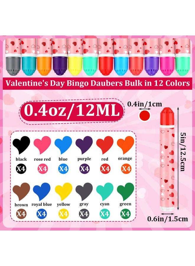 Eersida 192 Pack Bingo Game Cards and 0.4 oz Dot Daubers Set Includes 144 Bingo Cards and 48 Dot Markers Game Supplies Set for Gifts Party Favor Supplies Family Play Night (Valentine's Day) - Image 3