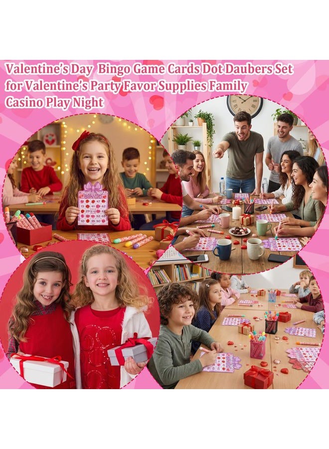 Eersida 192 Pack Bingo Game Cards and 0.4 oz Dot Daubers Set Includes 144 Bingo Cards and 48 Dot Markers Game Supplies Set for Gifts Party Favor Supplies Family Play Night (Valentine's Day) - Image 5