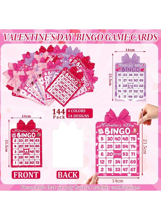 Eersida 192 Pack Bingo Game Cards and 0.4 oz Dot Daubers Set Includes 144 Bingo Cards and 48 Dot Markers Game Supplies Set for Gifts Party Favor Supplies Family Play Night (Valentine's Day) - Image 2