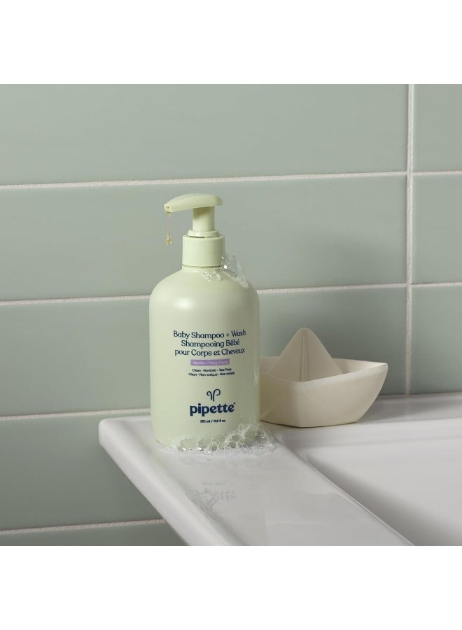 Pipette Baby Shampoo and Body Wash - Vanilla + Ylang Ylang, Tear-Free Bath Time, Hypoallergenic, Moisturizing Plant-Derived Squalane, Non-Toxic, Sulfate Free, 11.8 fl oz - Image 2