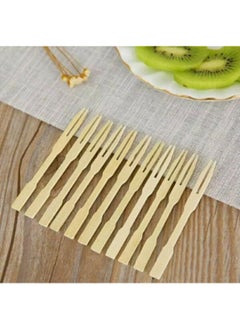 Plan A Bamboo Party Forks, 2 Prong Food Forks for Fruit and Cocktail Blunt | Small Wooden Cocktail Fork Perfect for Parties, Buffets, Tastings, Weddings, Baby Showers (50)  - Image 2