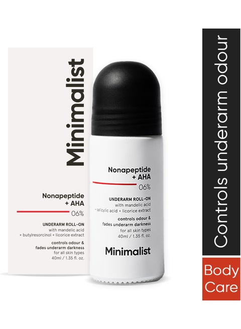 Underarm Roll On Deodorant with Nonapeptide + AHA BHA 06% Controls Odour, Fades Darkness Fragrance & Aluminum Free Exfoliating Deo For Women And Men