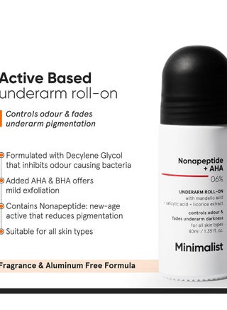 Underarm Roll On Deodorant with Nonapeptide + AHA BHA 06% Controls Odour, Fades Darkness Fragrance & Aluminum Free Exfoliating Deo For Women And Men - view 2