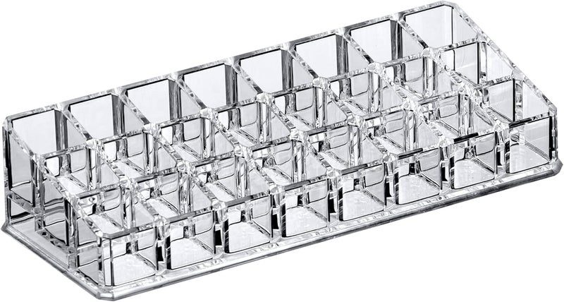 Inditradition 24 Slot Acrylic Lipstick Organizer For Lipgloss Nail Polish and Nail Paint Bottle Storage Transparent 9 x 36 x 2 Inches - Image 3