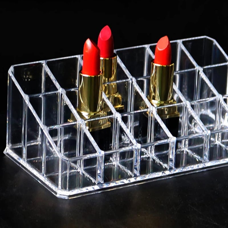 Inditradition 24 Slot Acrylic Lipstick Organizer For Lipgloss Nail Polish and Nail Paint Bottle Storage Transparent 9 x 36 x 2 Inches - Image 5