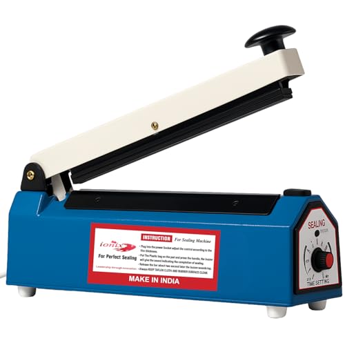IONIX Sealing Machine for Food Packets | 1 Year Warranty, 8 Inch | Packet Sealer Machine, Packing Machine Sealing, Plastic Sealing Machine, Heavy metal Body From Full Customer Support (Blue - 200mm) - Image 1
