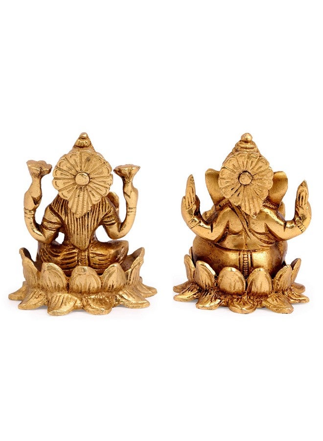 Kartique Brass Laxmi Ganesh Idol Set for Home Décor, Gift, Showpiece - 3 Inch Height, Intricate Design - Image 5