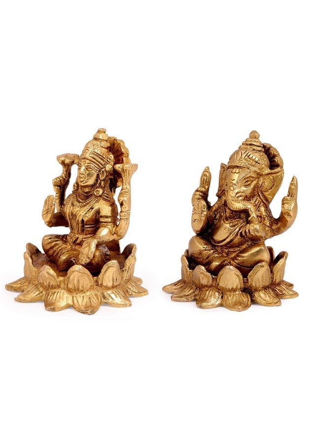 Kartique Brass Laxmi Ganesh Idol Set for Home Décor, Gift, Showpiece - 3 Inch Height, Intricate Design - Image 3