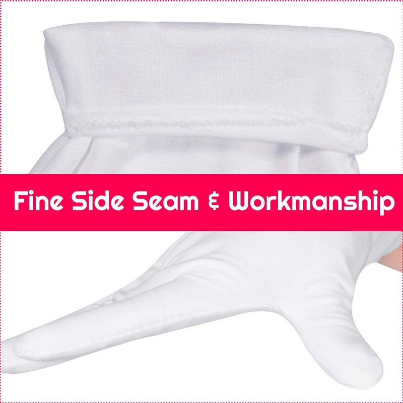 selizo Cotton Gloves, 3 Pairs White Cotton Gloves Gloves for Women Men Eczema Dry Hands Moisturizing Serving Archival Cleaning Jewelry Silver Inspection - Image 4