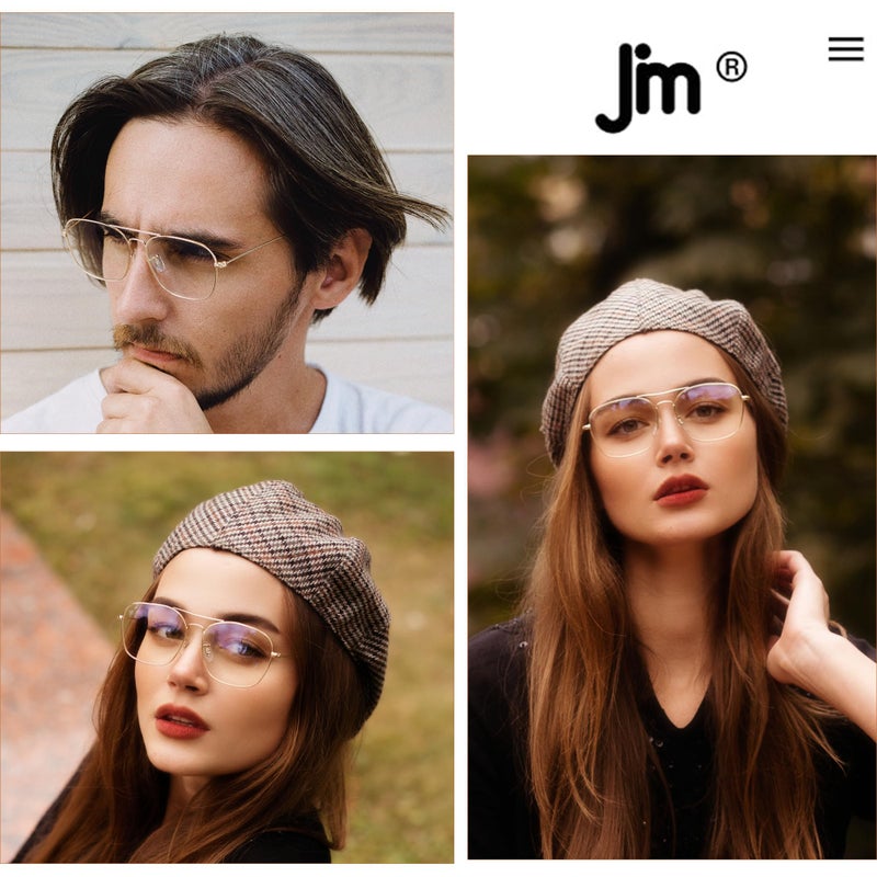 جم JM 2-Pack Aviator Glasses Women Frame Metal Frame Blue Light Lighting Computer Readers 1.75 (Gold & Silver) - Image 2